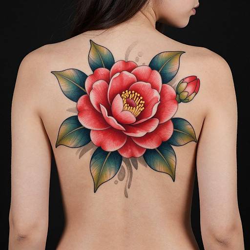 Vibrant Camellia Tattoo Concept Art