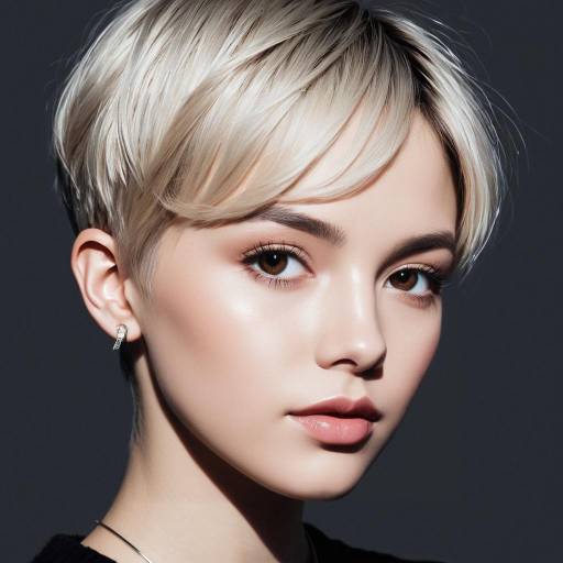 Portrait of Young Woman with Ash Blonde Pixie Cut