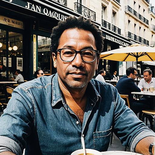 Middle-aged Man at Parisian Café