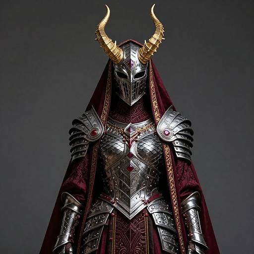 Regal Dark Fantasy Armor with Golden Horns