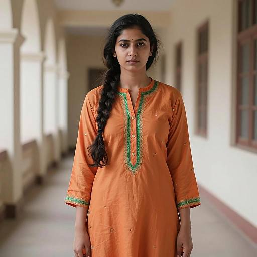 Elegant Punjabi Kurta Portrait in Corridor