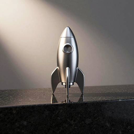 Anodized Aluminum Rocket Emoji Render