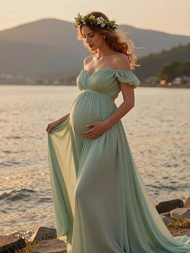 Golden Hour Sage Maternity Portrait
