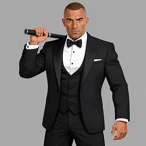 Athletic Man in Formal Black Tuxedo