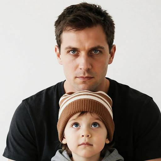 Father and Child Portrait on White Background