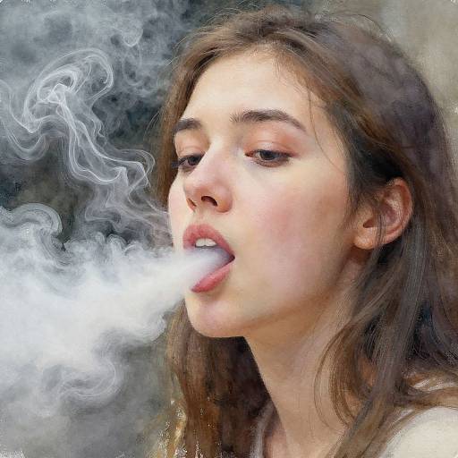 Young Woman with Swirling Smoke