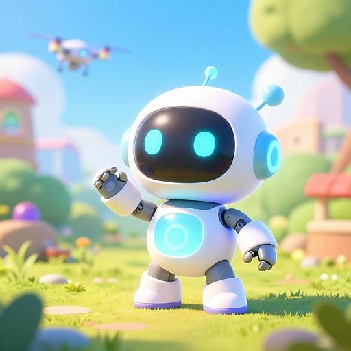 AI Tween with Glowing Robot Toy