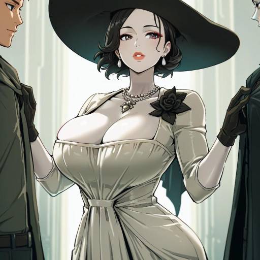 Illustration of Alcina dimitrescu, resident evil in the style of Kemachiku