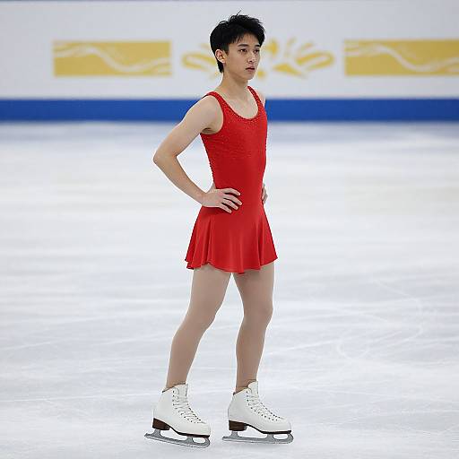 Realistic Red Dress Crossdressing Skater