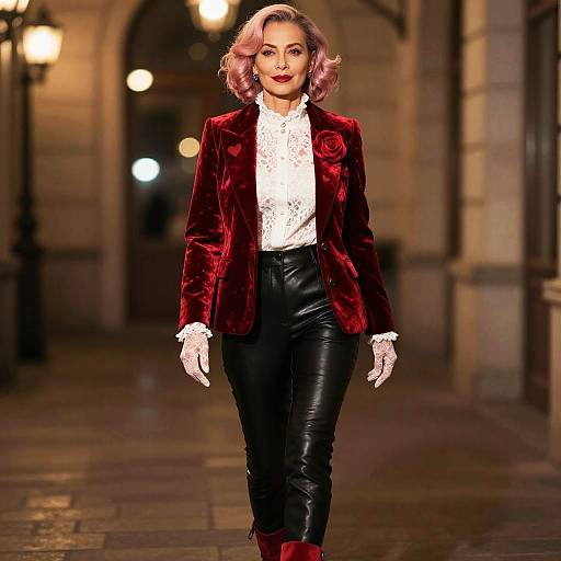 Elegant Mature Woman in Valentine's Outfit
