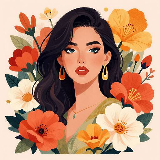 Vibrant Woman Amidst Blooming Flowers