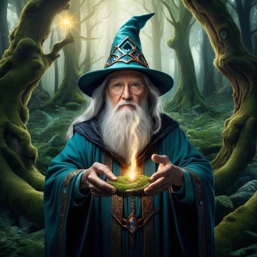 Elderly Wizard in Enchanted Forest Portrait