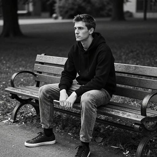 Intense Sigma Male in Black and White