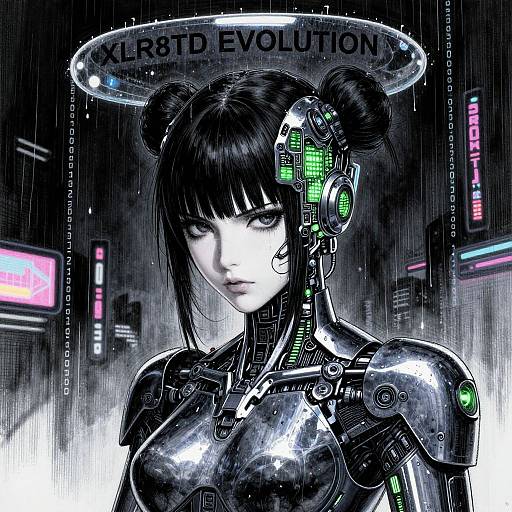 Cyberpunk Goth Girl Ink Sketch