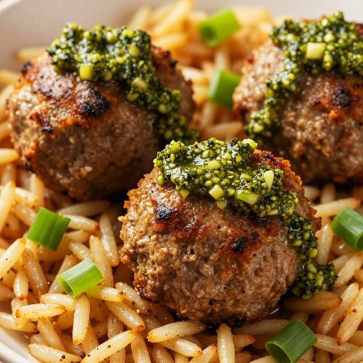 Juicy Meatballs with Green Pesto