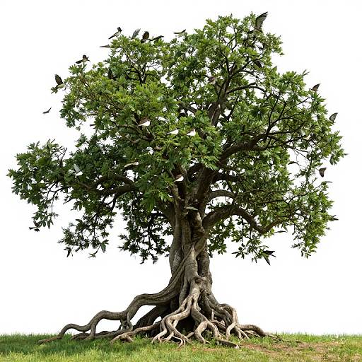 Surreal Ancient Tree with Birds