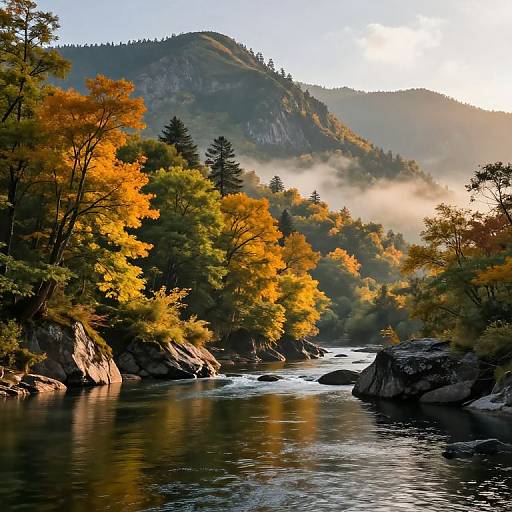 12K Panoramic Serene Mountain Landscape