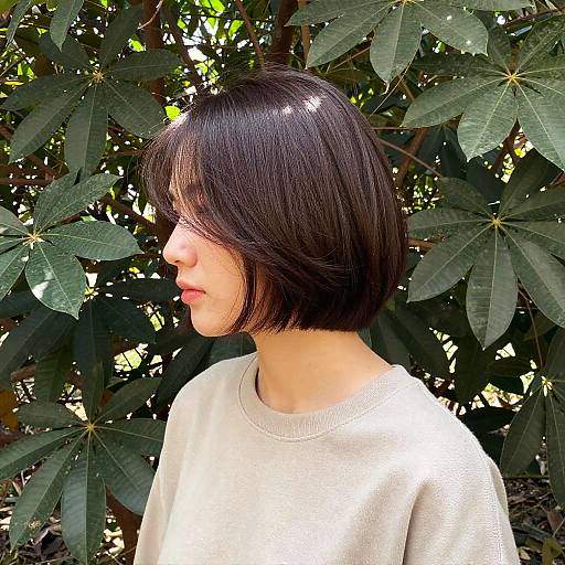 Young Man with Smooth Bob Haircut