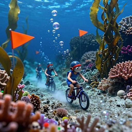 Fish Racing Through Bioluminescent Coral Tunnel