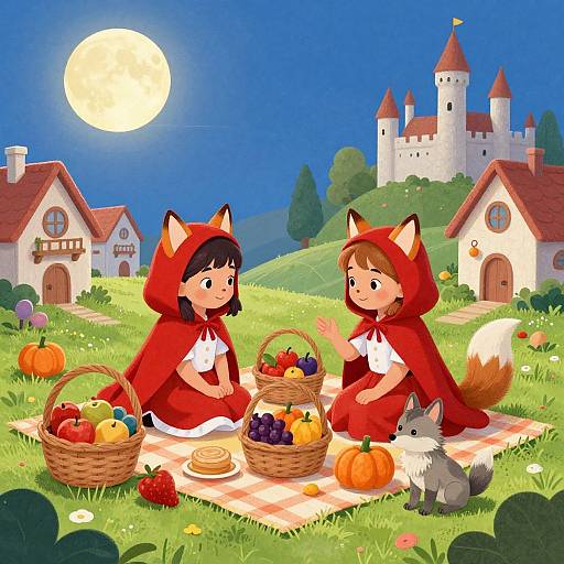 Magical Picnic with Little Red Riding Hoods