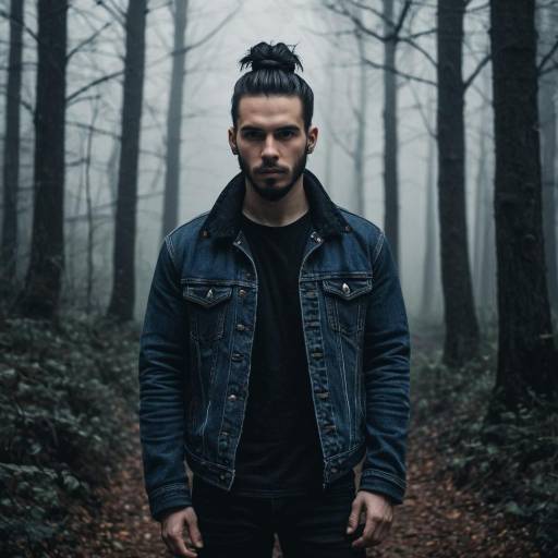 Gothic Man in Foggy Haunted Forest