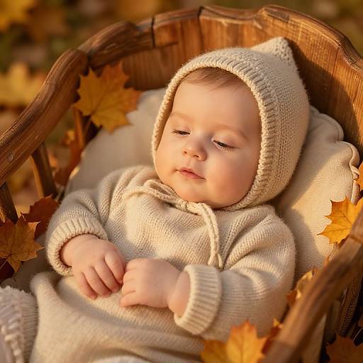 Blasian Baby Girl in Autumn Cradle