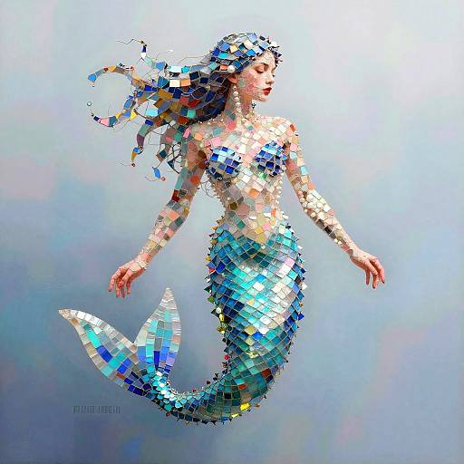 Futuristic Mosaic Mermaid Artwork