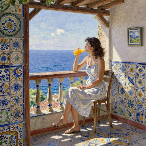 Impressionist Mediterranean Balcony Scene