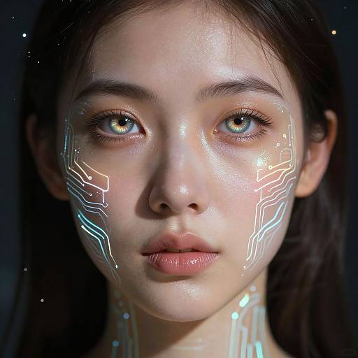 Pre-Raphaelite Android Woman Portrait