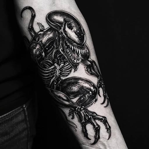 Venom Symbiote Black and White Tattoo