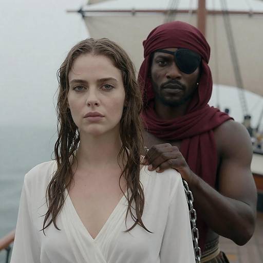 Dramatic Ship Scene with Two Figures