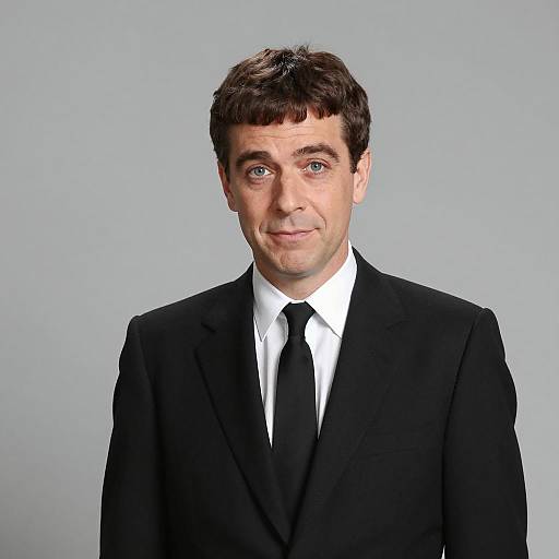 Man in Black Suit with Bowl Haircut