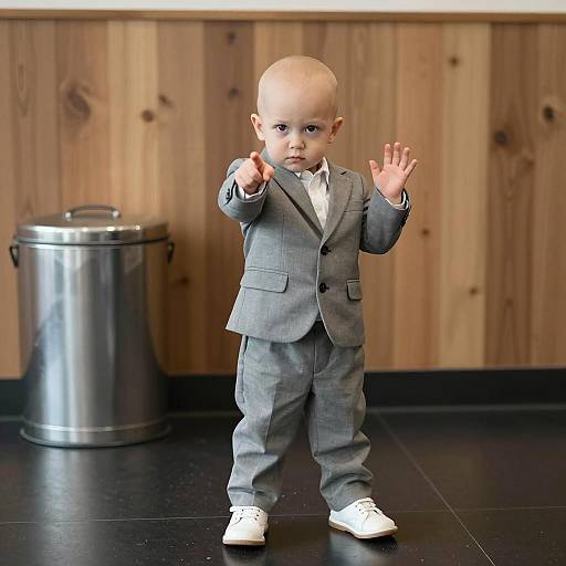 Intense Expression of a Bald Child