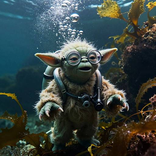 Abyssal Yoda in Diving Breathing Suit