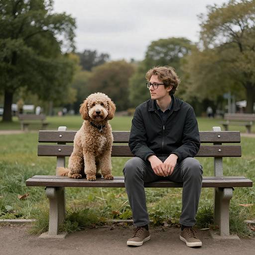 Man and Dog Relaxing in the Park