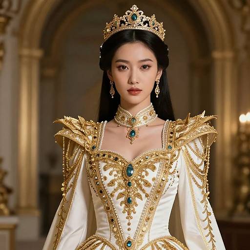 Regal Female in Gold and White