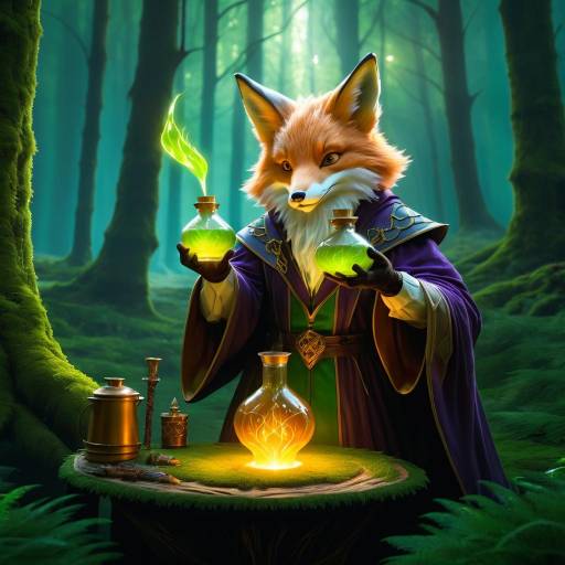 Cinematic Fox Alchemist in Enchanted Forest