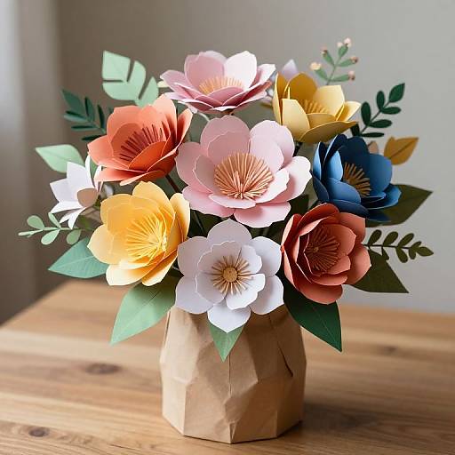 Realistic Papercraft Floral Bouquet