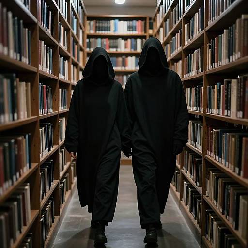 Mirrored Cloaked Figures in Infinite Library