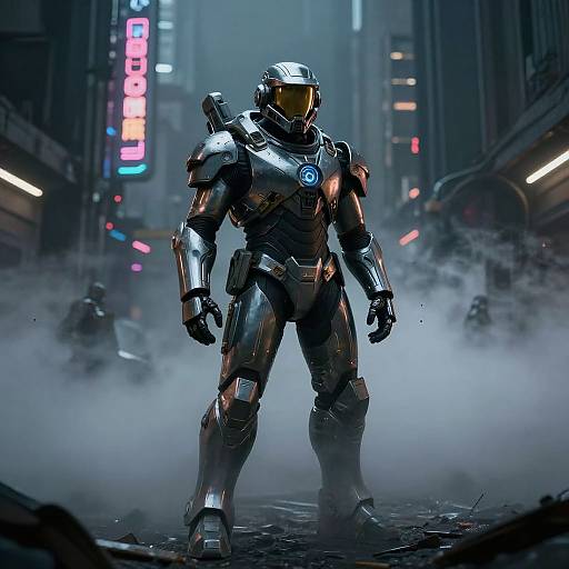 Power Armor in Radioactive Urban Fog