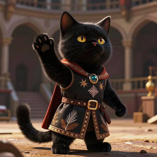 Medieval Bard Black Cat in Arena