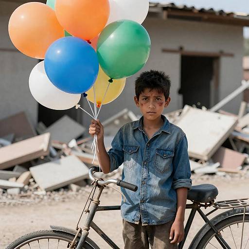 Resilience of a Boy Amidst Rubble