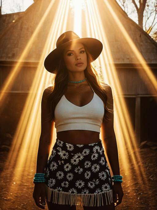 Boho Chic Woman in Sunlight