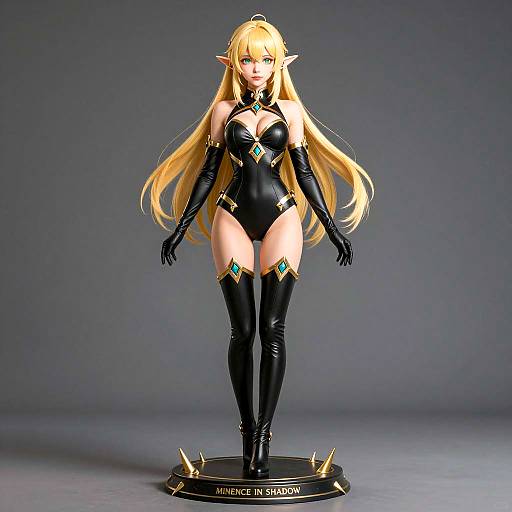 Elven Warrior on Pedestal in Anime Style