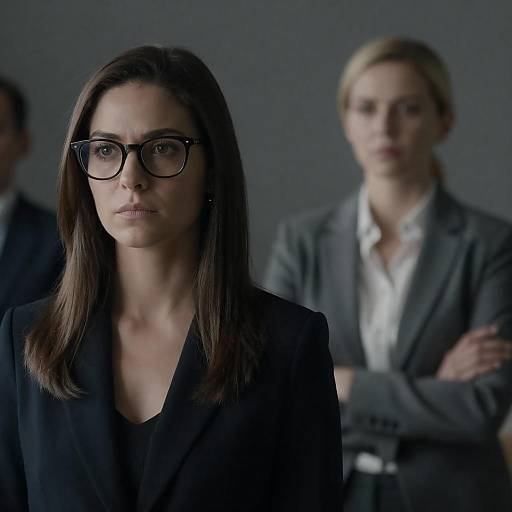 Serious Businesswomen in Dimly Lit Room