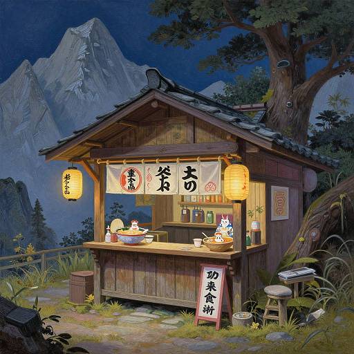 Enchanted Ramen Stall in Mountains