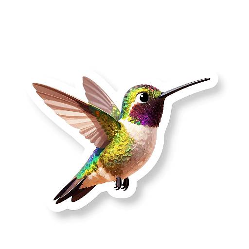 Pixar-Inspired Smiling Hummingbird Sticker