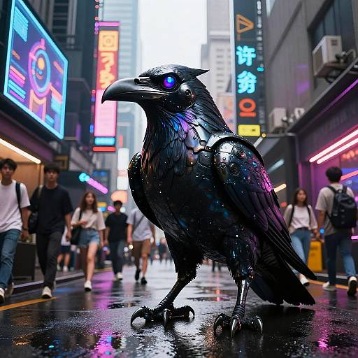 Neon Cyborg Raven Alley Street Art