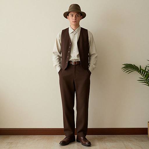 Retro Male Outfit with Plant