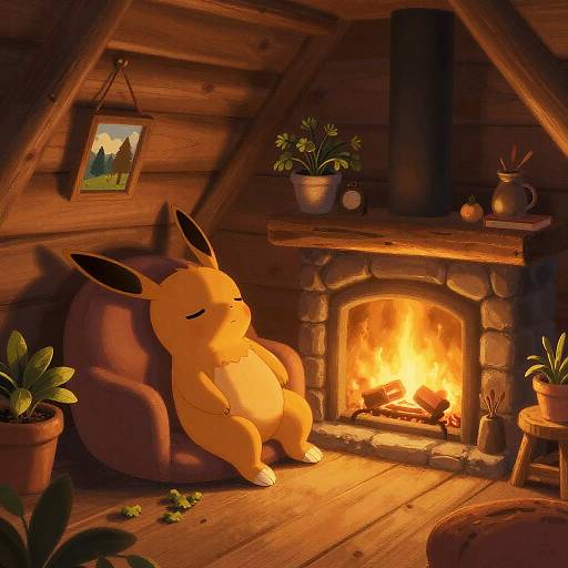 Cozy Pikachu in Warm Cabin